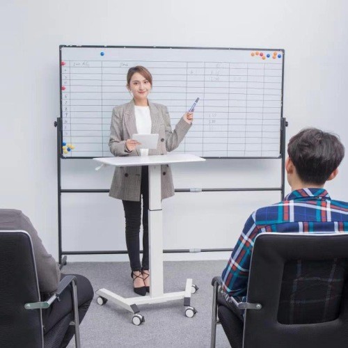 [ROLLING SWIVEL LAPTOP DESK]Stand Up Workstation Adjustable Height & Angle Table