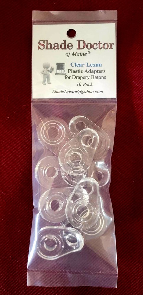 Clear Lexan Plastic ADAPTERS for Drapery Batons 10-Pack