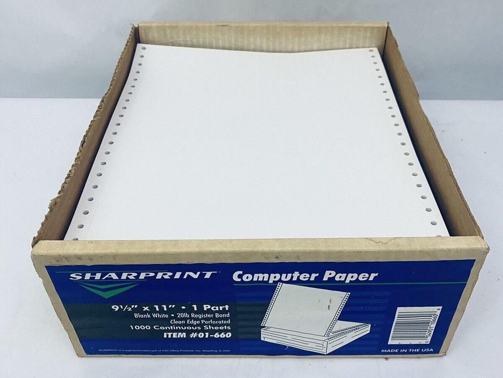 600 + Pages Vintage Computer Printer Paper Continuous Dot Matrix Printer White
