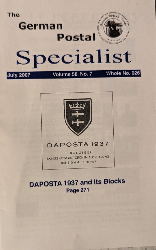 German Postal Specialist Jul 2007 DAPOSTA 1937 Reichskolonialbund Dues &  Labels