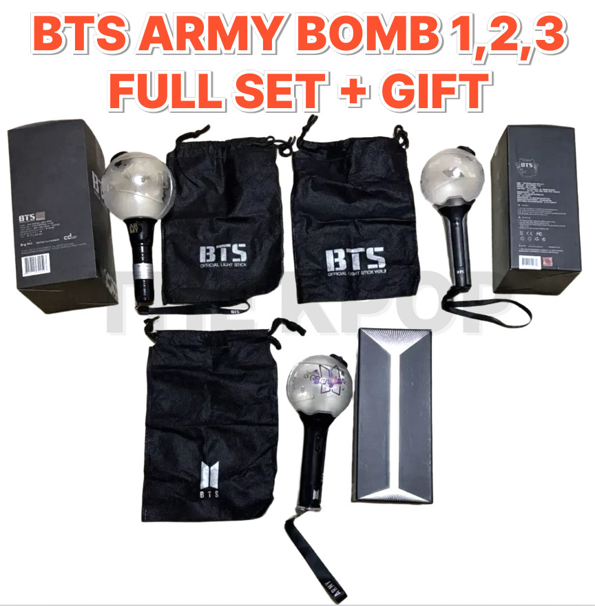 BTS Official Light Stick ARMY Bomb Version 1, 2, 3 Full Set + Gift