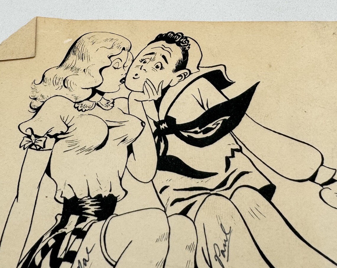 WWII GI Cartoon Postcard/ Flyer RARE HEALTH PSA - UNKOWN ARTIST CARTOON STRIP