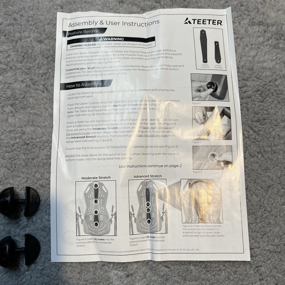Teeter Hang Ups Pad Set Fitspine Posture Restore Pads EX1360 Correction
