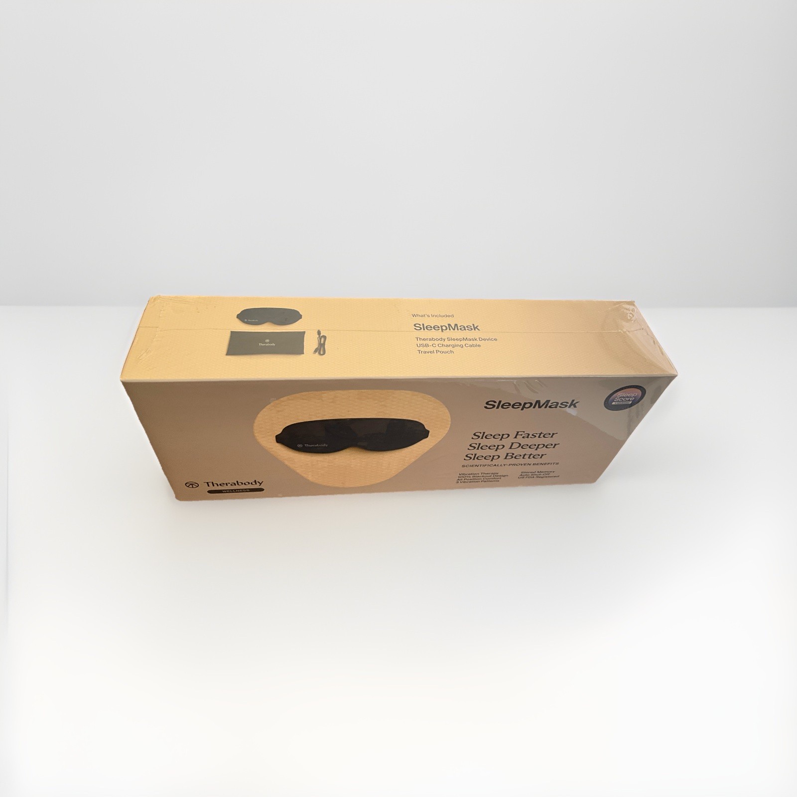 Therabody SleepMask Black 100% Blackout Eye Mask with Massaging Vibration