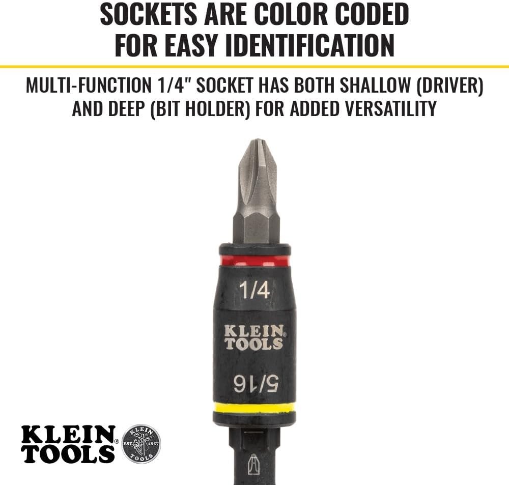 Klein Tools 32766 Impact Driver, 3-in-1 SAE Socket and Bit Silver