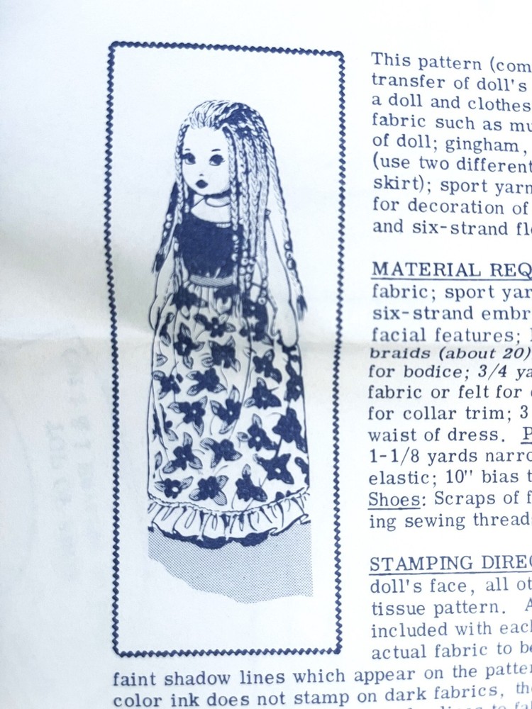 1950's Mail Order Doll and Clothes Multi-Stamp Transfer Pattern 578 Size 18 UNC