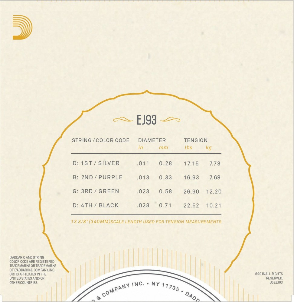 D'Addario EJ93 Cavaquinho Strings