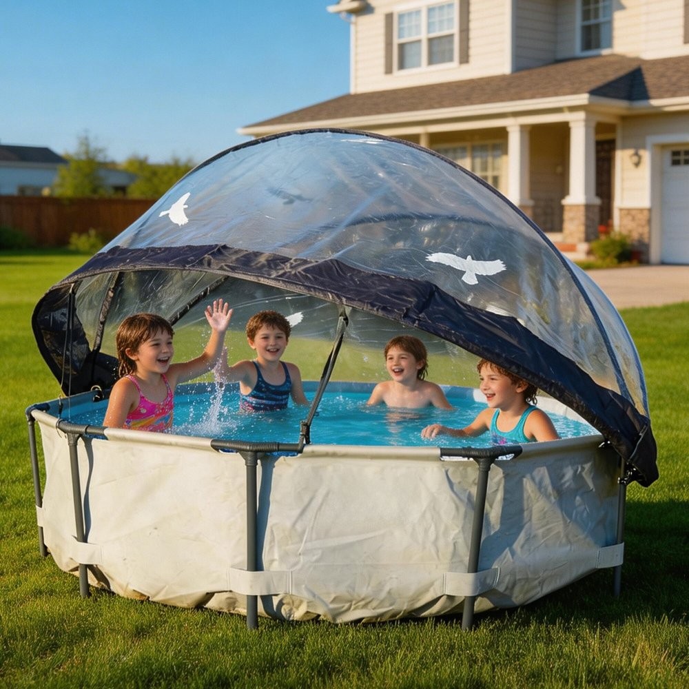 15ft Round Clear Pool Dome Enclosure for Above Ground Pools, All Weather Cover
