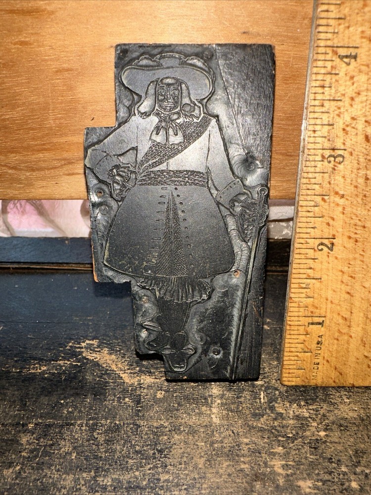 Printing Block Type Cut ( Pilgrim Quaker In Full Uniform ) Nice Image!￼