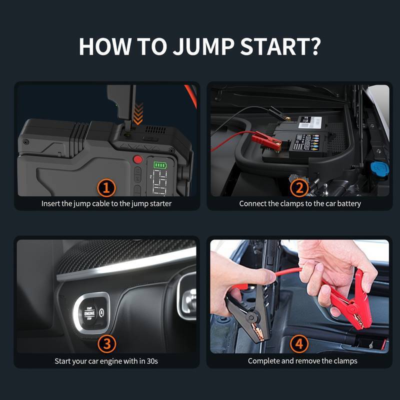 Featou 8000A Car Jump Starter With Air Compressor Pack Booster 12V Power Bank