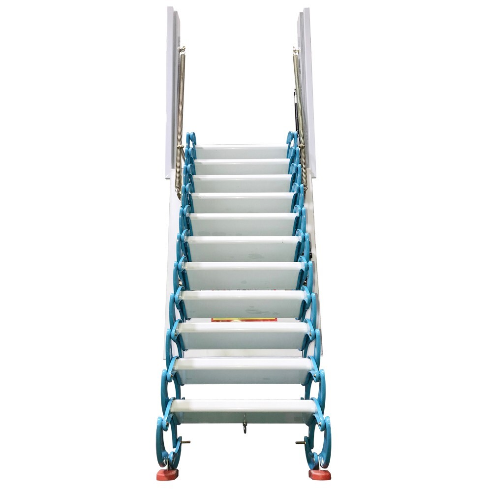 Attic Ladder Loft Wall Folding Stairs Blue 9.18ft Side-Mounted Pull Down Ladder