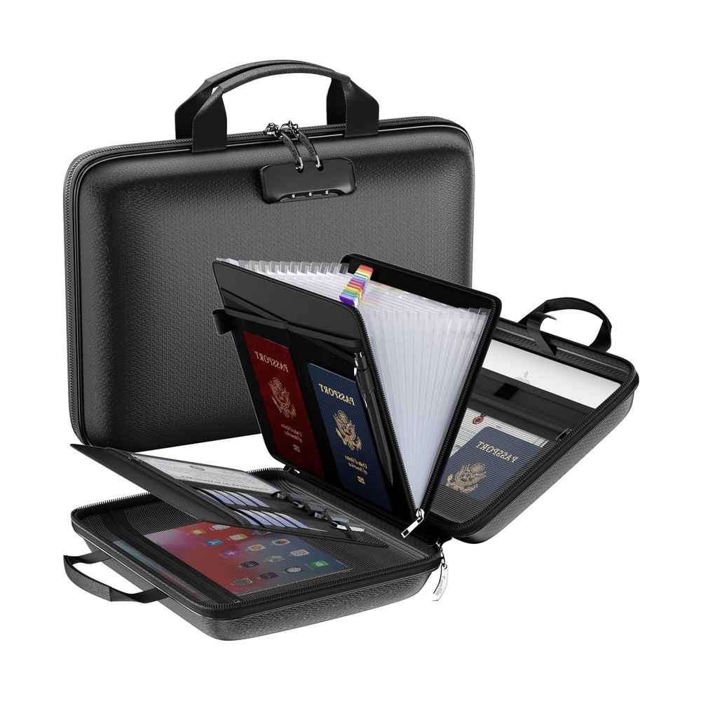 Fireproof File Organizer with Lock, Hard Case Fireproof Document Box with 13 ...