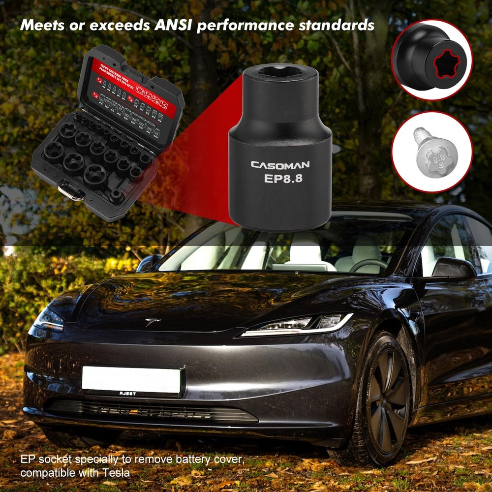 19PCS External Torx Plus Socket Set, 6 & 5 Point EP Sockets EP4-EP32 with 1/2''