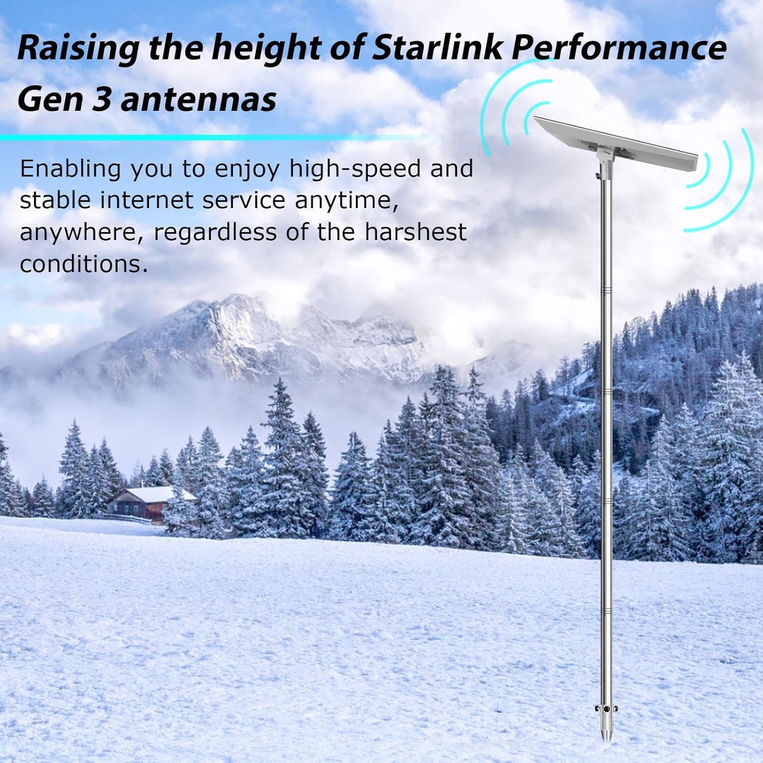 Starlink Performance Gen 3 Pole Mount Kit, with Stainless Steel Pipe Adapter