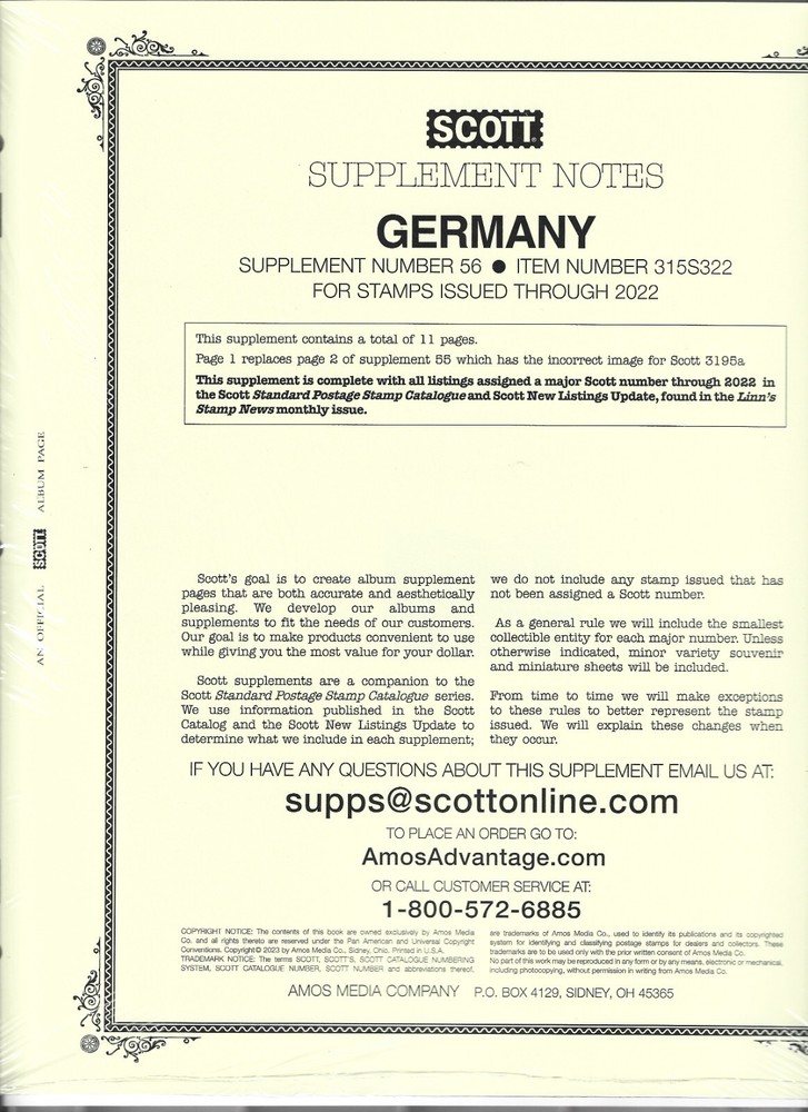 Scott Specialty Germany Supplement #56 2022 315S322