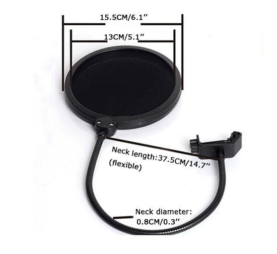 Double Layer φ5" Microphone Wind Screen Mask Pop Filter for Recording Studio