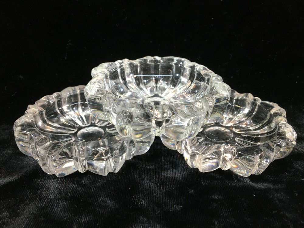 3 Hazel Atlas Clear Fluted Round Ashtrays