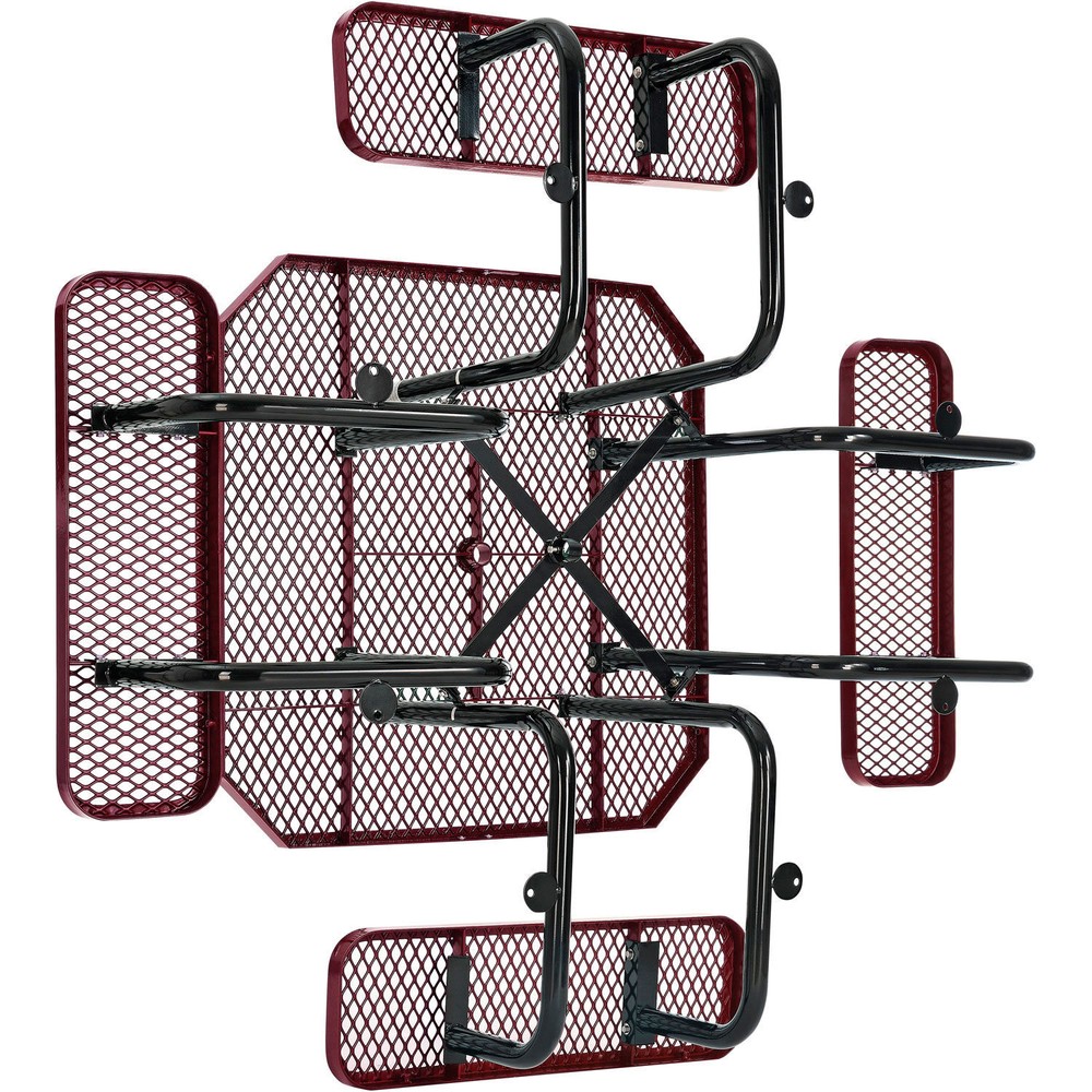 Global Industrial 46" Octagonal Picnic Table Expanded Metal Red