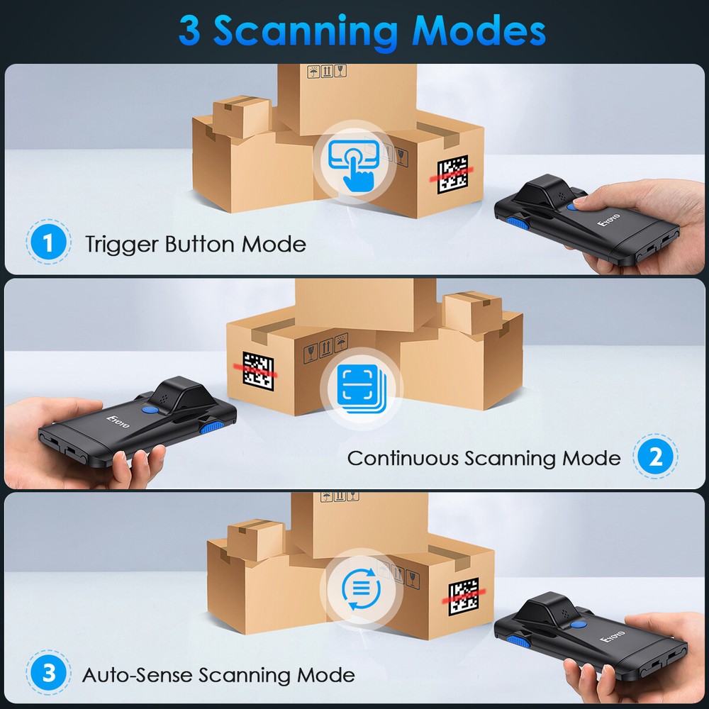 2D QR Wireless Bluetooth Barcode Scanner,Phone Back Clip for iPhone,Android, iOS