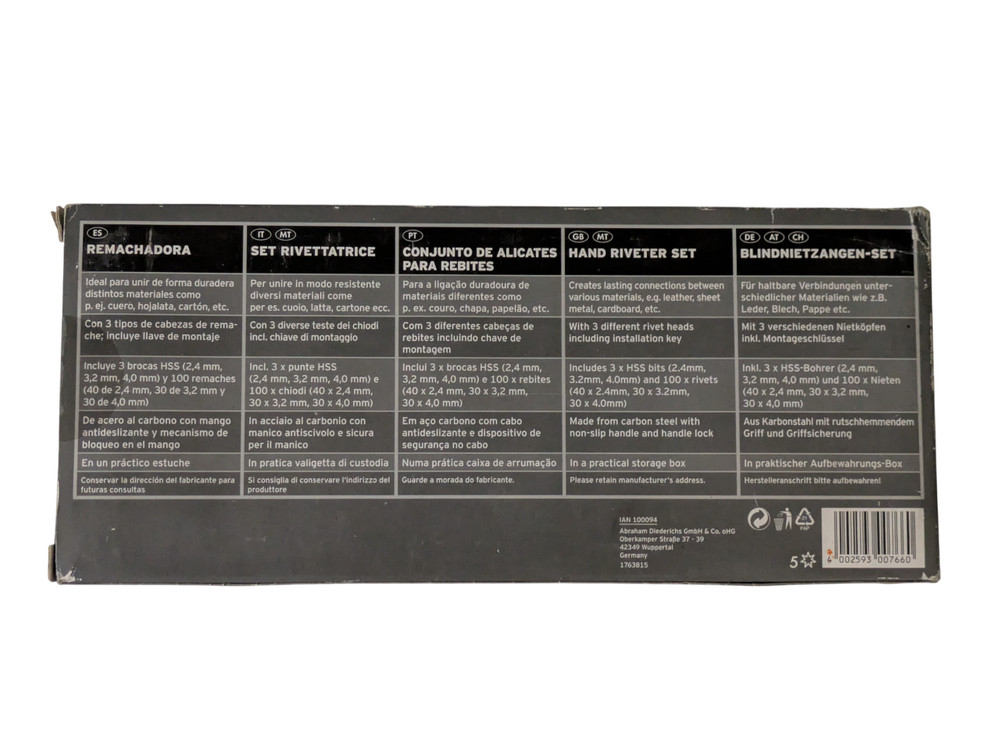 Powerfix Riveter with Rivets Set 100 Nails and 3 Tips HSS NEW!