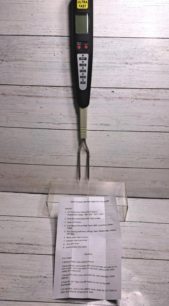 Digital Meat Thermometer Fork, Read Meat BBQ Fork Thermometer with Dual Probe...