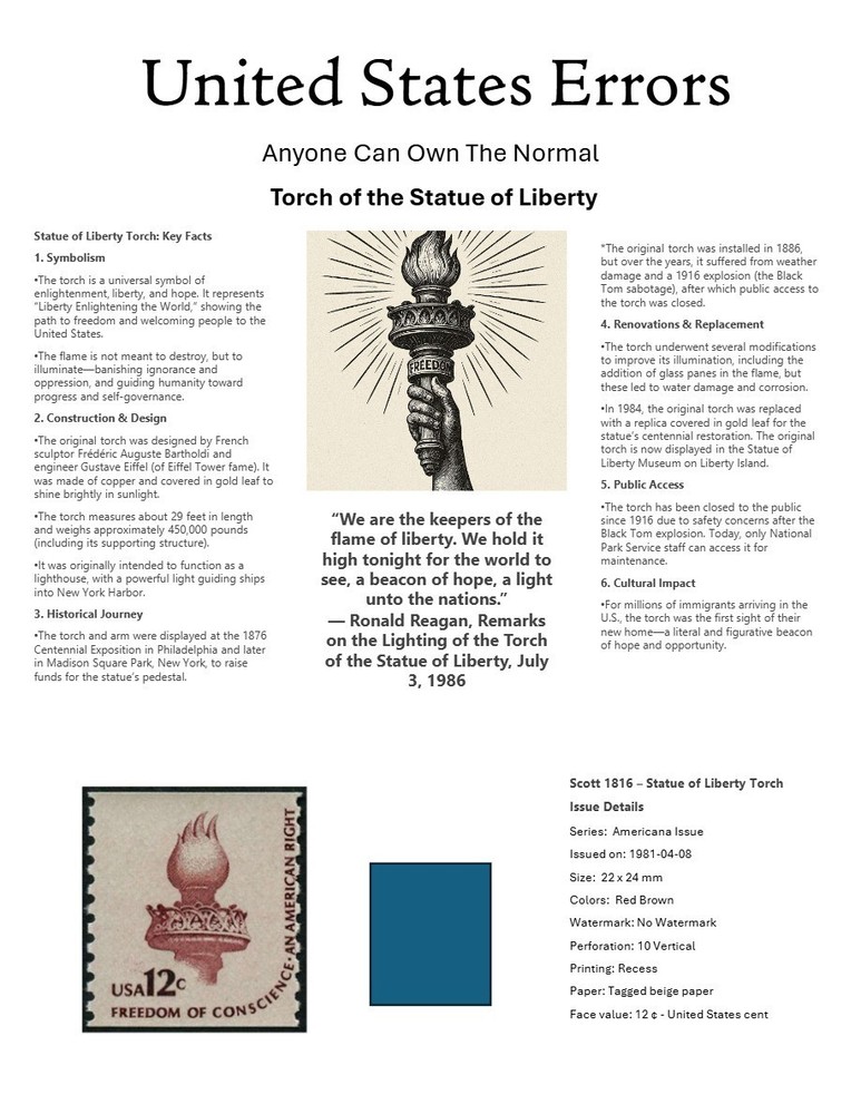 Centsational Custom Presentation Panel For Error SN 1816 - 8.5” X 11”