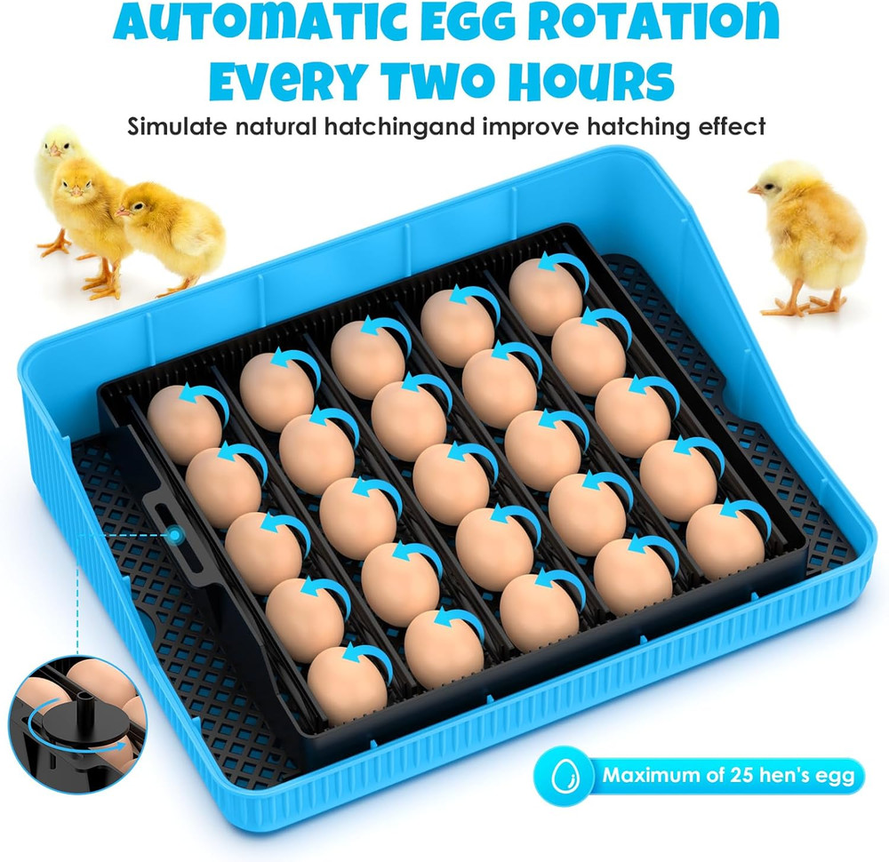 25 Egg Incubator Digital Poultry Hatcher Machine with Automatic Egg Turning, Inc
