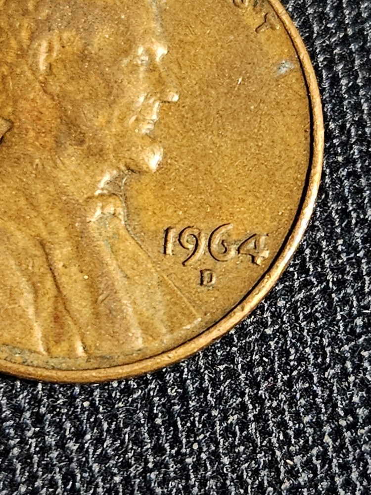 1964 D Penny Errors, Close AM, Letters On Rim, 95% Copper