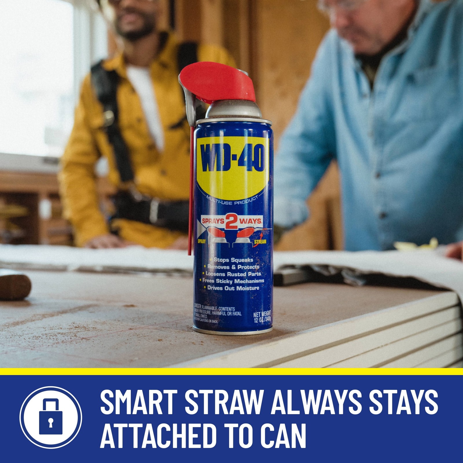 WD-40 Multi-Use Lubricant Spray 12oz w/ Smart Straw 2-Way Spray Formula