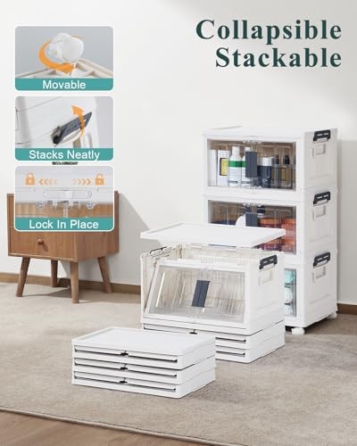 OlarHike Stackable Storage Bins with Lids - Folding Storage Box with 23QT 3Pack