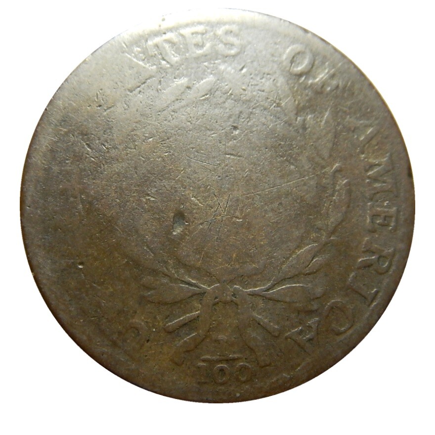 Large cent/penny 1794 Sheldon 70 choice surfaces sharp date with counterstamp