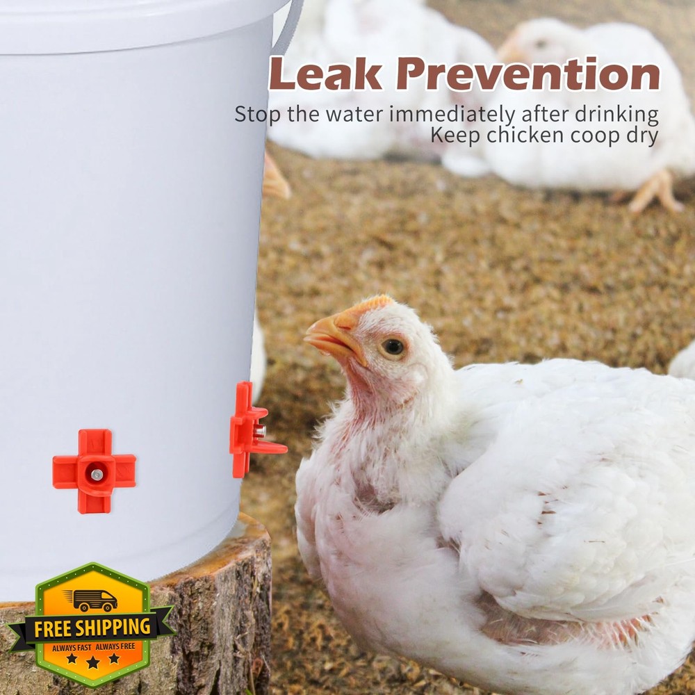 25 Chicken Water Nipples Poultry Automatic Waterer System Kit