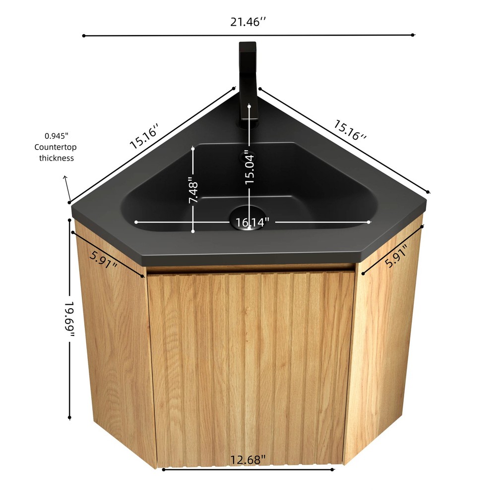 ZURI 30" Bathroom Vanity&Sink, Wall-Mounted Floating Triangular Striped Plywoo