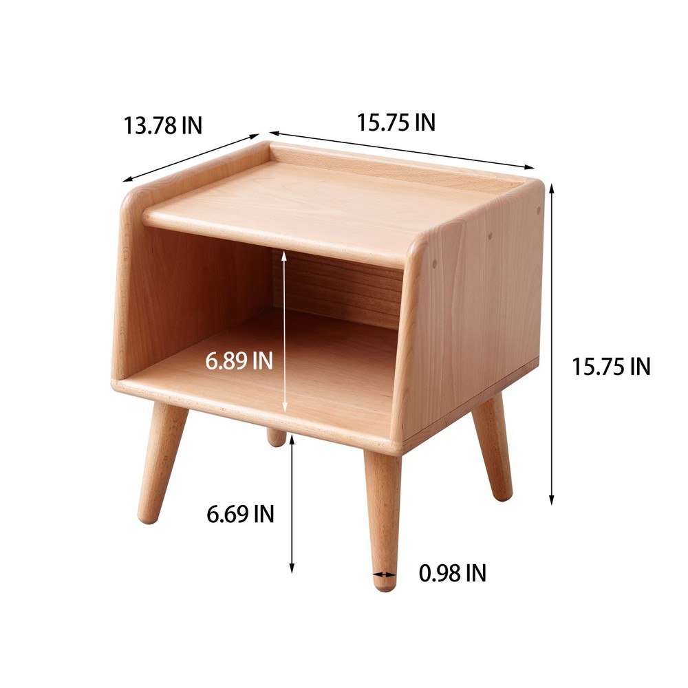 Modern Solid Wood Simple Nightstand Bedside Cabinet Side End Table with Storage