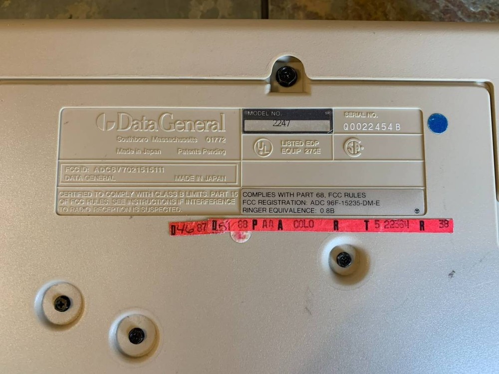 vintage 80s Data General One Computer Model 2247 Early Portable Laptop Computer