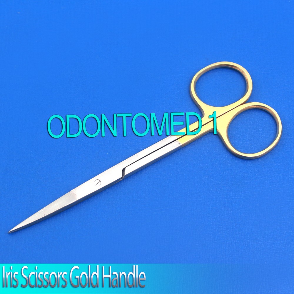 Iris Scissors Straight Sharp Sharp reusable gold plated handle 4.5"