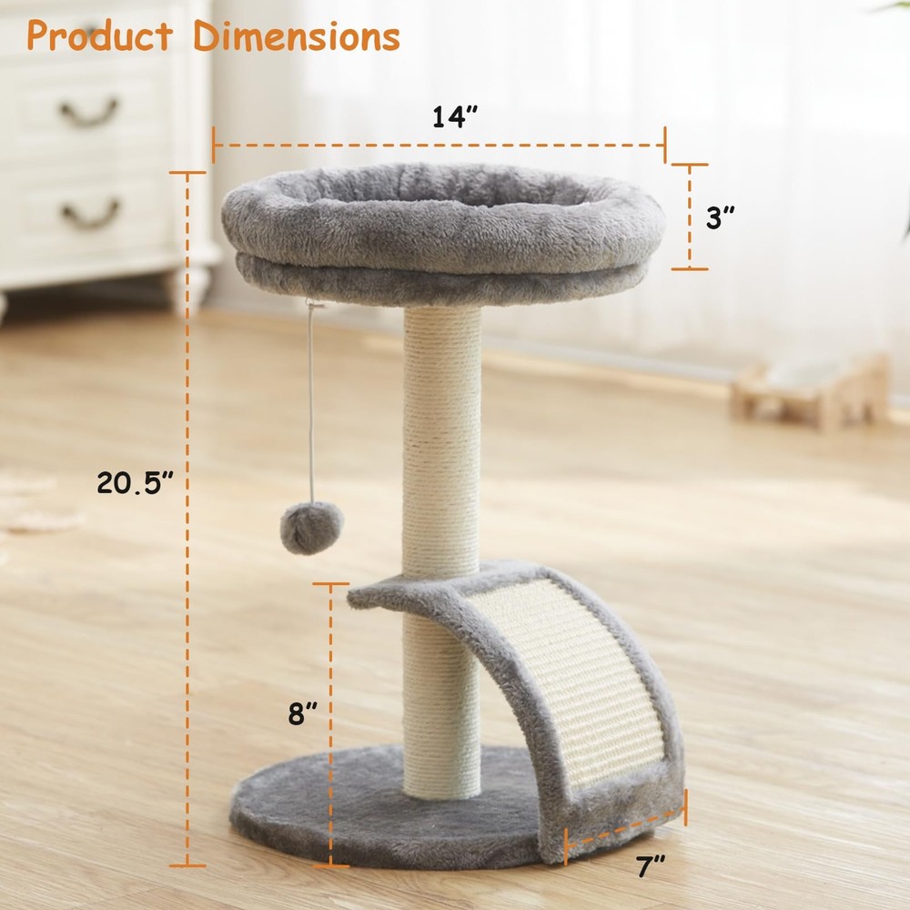 Small Cat Tree Tower with Scratching Post, Modern Kitten Tower for Indoor Cat...
