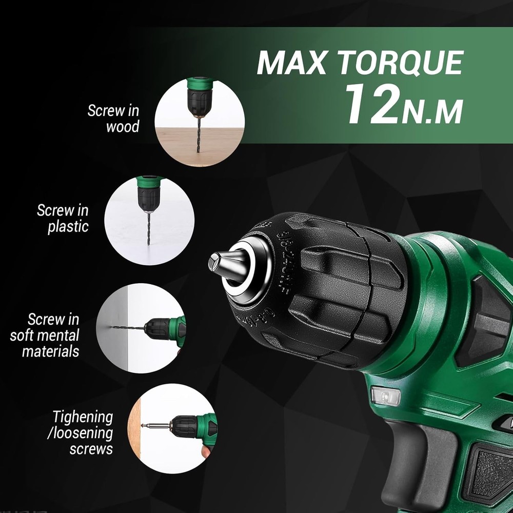Lightweight 8V Electric Drill with 3/8" Keyless Chuck & Variable Speed Control