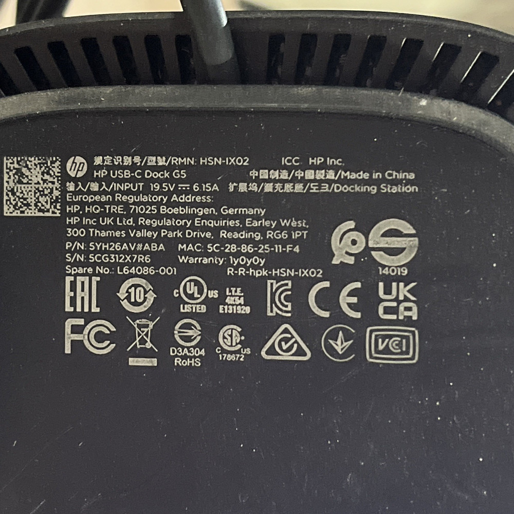 x2 HP HSN-IX02 G5 USB-C DOCK