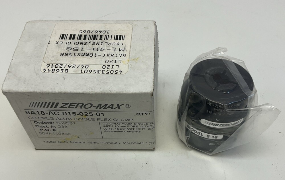 Zero-Max 6A18-AC-015-025-01 CD Cplg Single Flex Clamp