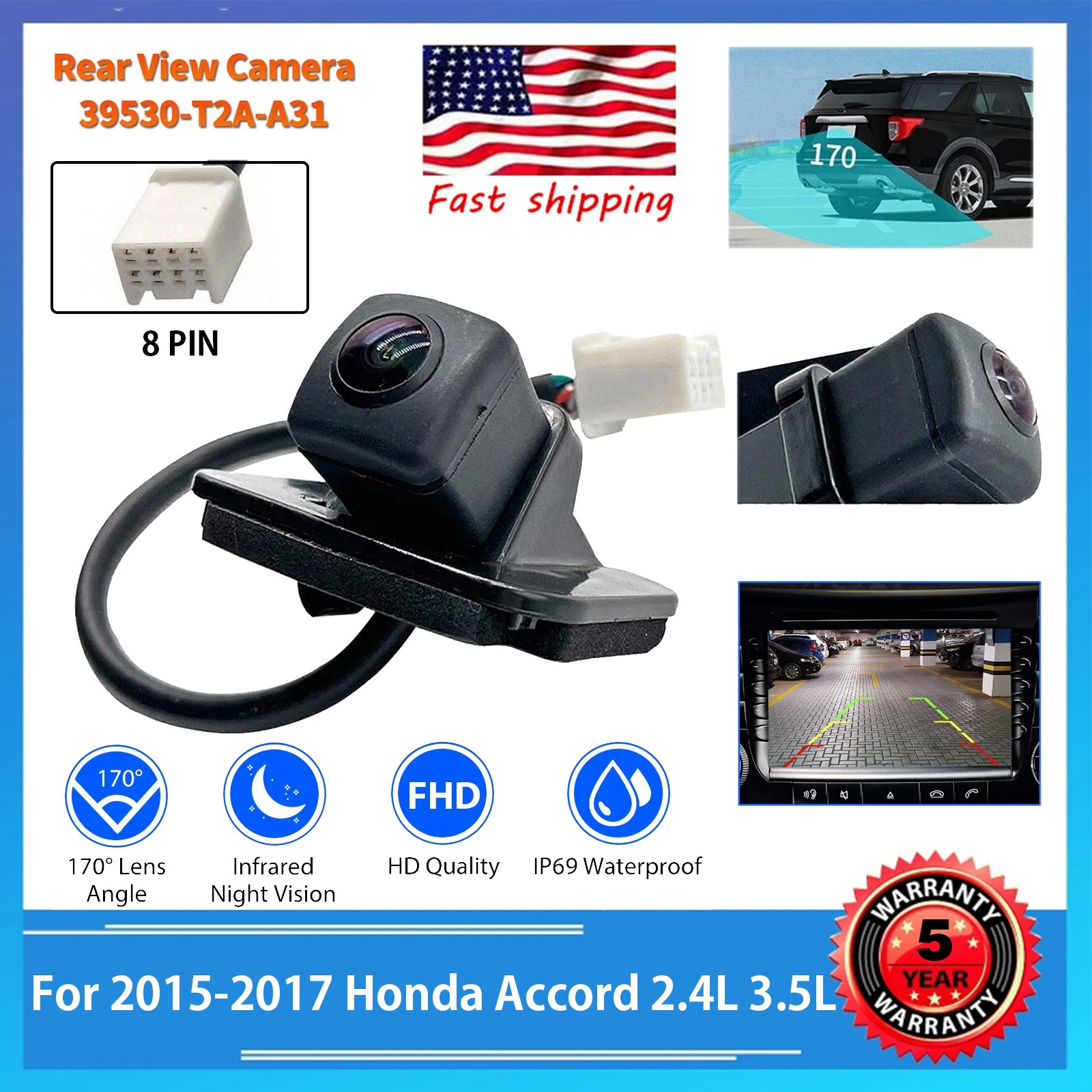 GENUINE OEM For 2016-2017 Honda Accord Backup Camera 39530-T2A-A31 US FAST FREE
