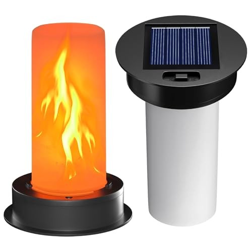 Solar Light Replacement Top with Flickering Flame, Waterproof Solar 2 Pack