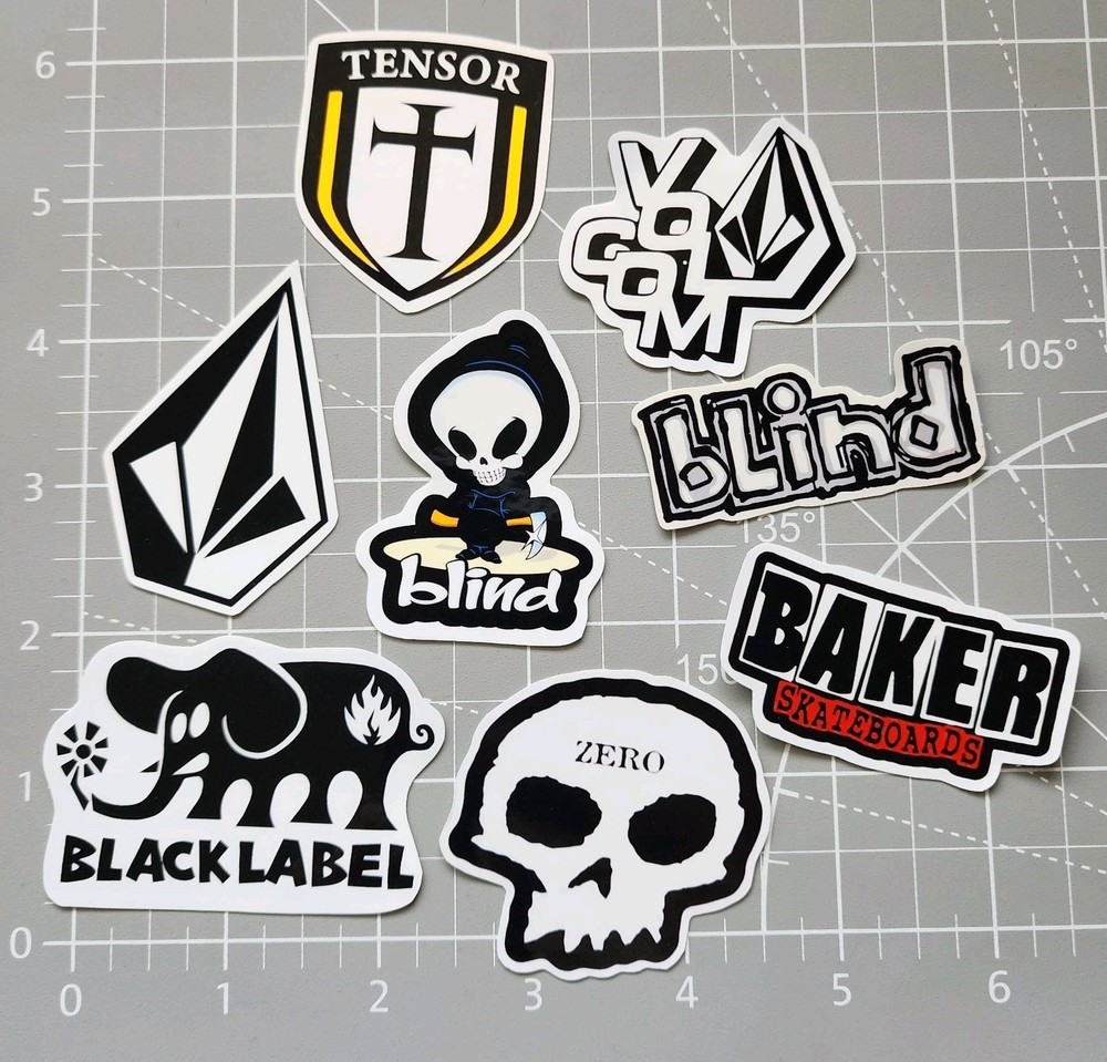 Volcom ~ Skate Stickers (8) ~ Blind ~ Tensor ~ Baker ~ Black Label ~ Zero Skull