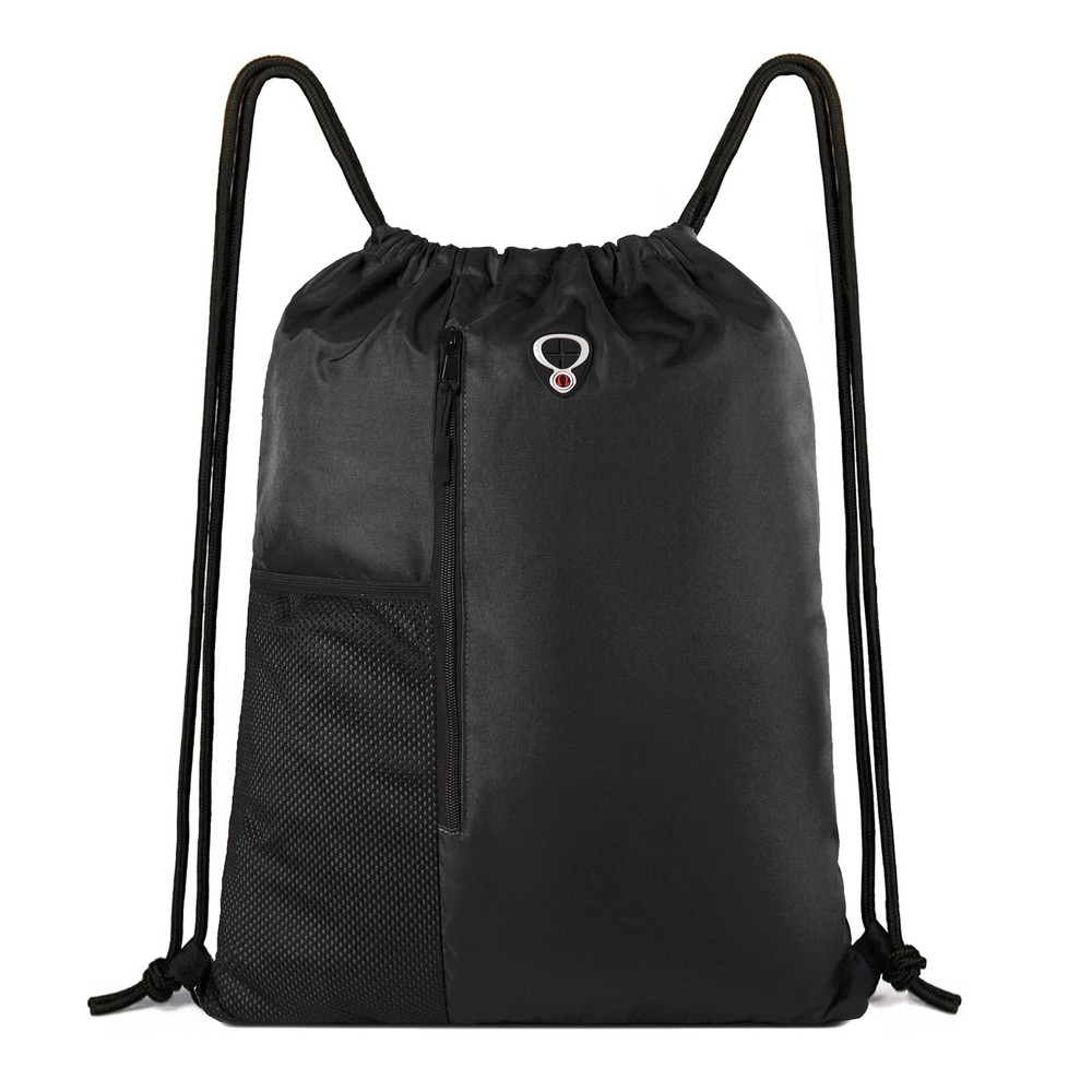 BeeGreen Black Drawstring Backpack Gym Bag For Men Women String Large,