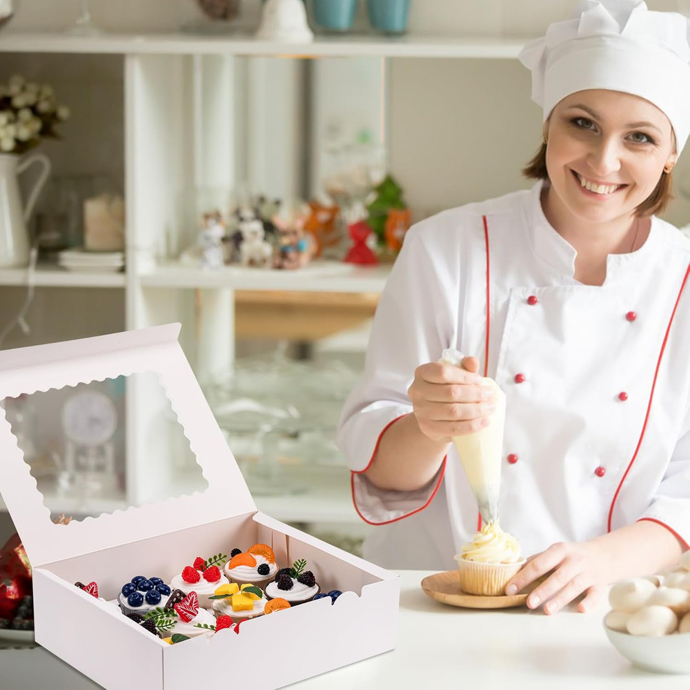 6PCS Cupcake Boxes - Hold 12 Count Cupcake Containers with Window, Grade Cupcak