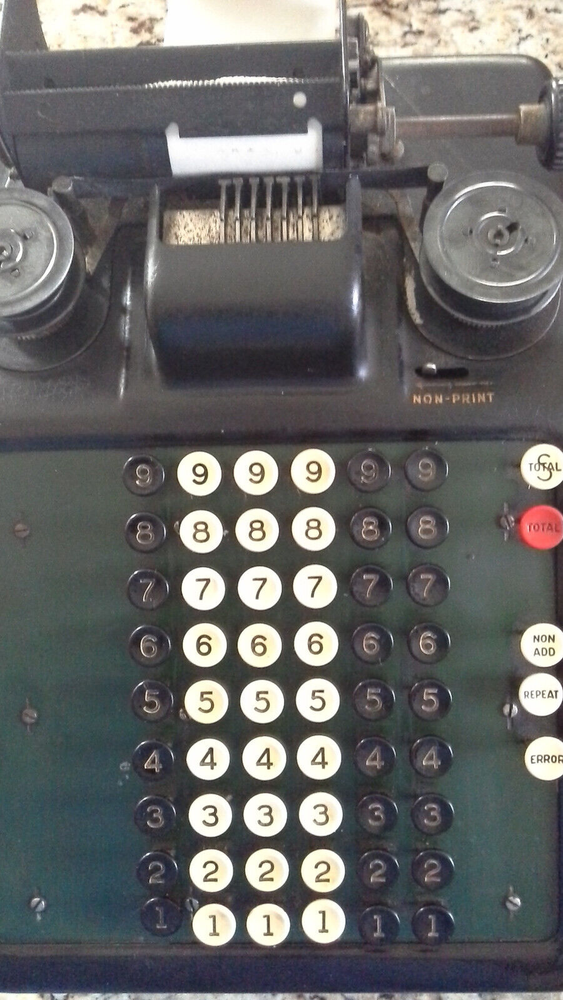 Burroughs Portable Green Top Adding Machine VINTAGE