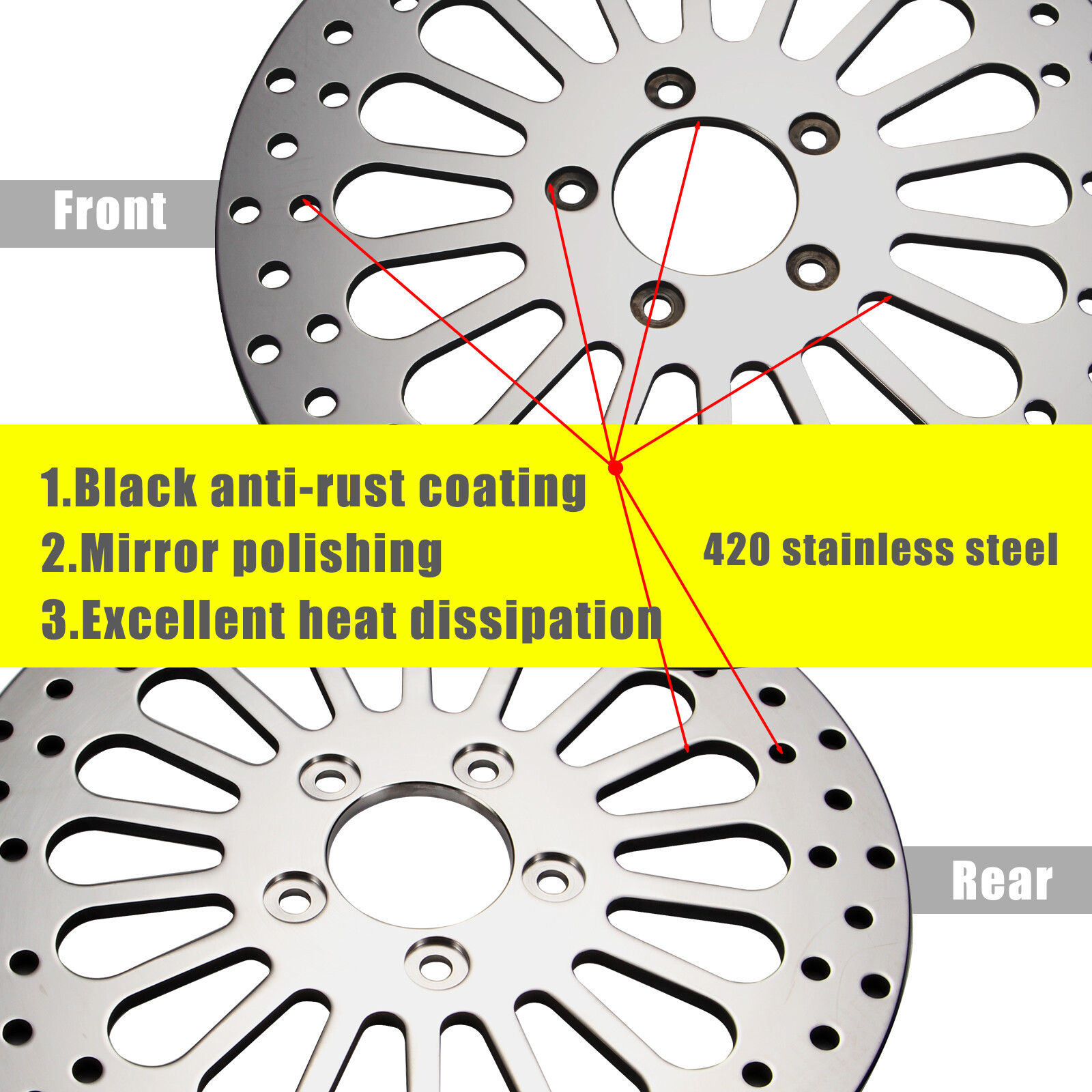 3pcs 11.8" Chrome Brake Rotors 2*Front +1*Rear Polished For Harley 2008-2013