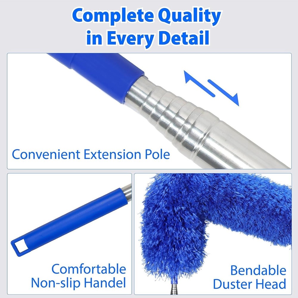 Duster with 80" Extension Pole for Cleaning, Bendable Duster Microfiber Head,...