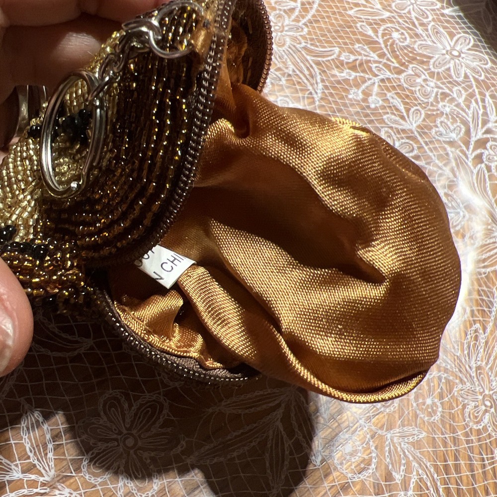 Vintage Brown Monkey Tiny Bead Change Purse
