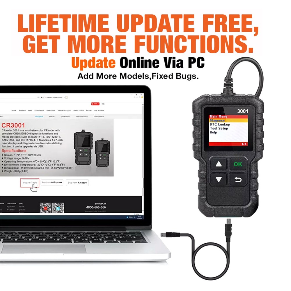 WinHolder Creader 3001 OBD2 Scanner Car Diagnostic Tool Engine Fault Code Reader